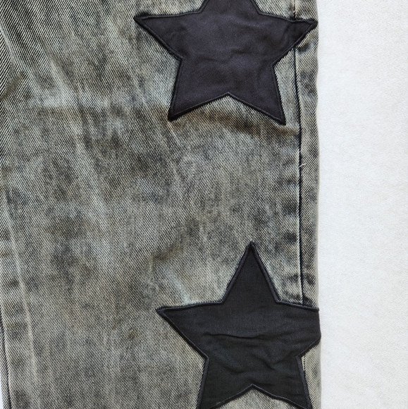 Hot Topic Black Star Grommet Wide Leg Denim Pants Jeans Grunge Goth Punk Size 7 - Picture 9 of 17